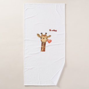 emoji winking kissing heart giraffe face bath towel