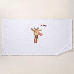 emoji winking kissing heart giraffe face beach towel
