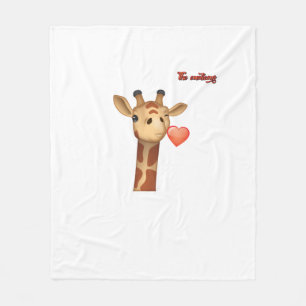 emoji winking kissing heart giraffe face fleece blanket