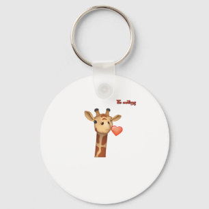 emoji winking kissing heart giraffe face   keychain