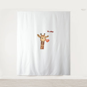 emoji winking kissing heart giraffe face   tapestry