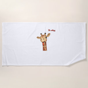 emoji winking tongue out giraffe face   beach towel