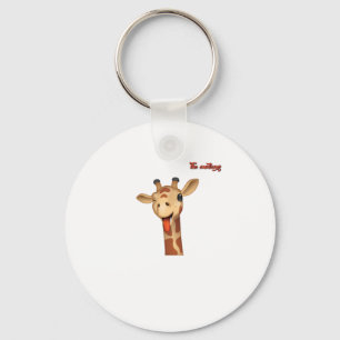 emoji winking tongue out giraffe face   keychain