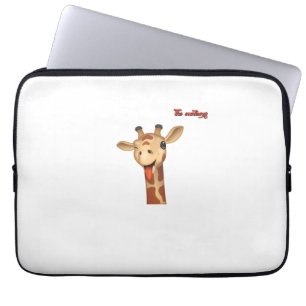 emoji winking tongue out giraffe face   laptop sleeve
