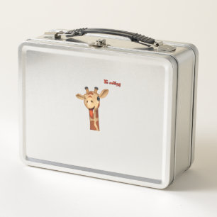 emoji winking tongue out giraffe face   metal lunch box