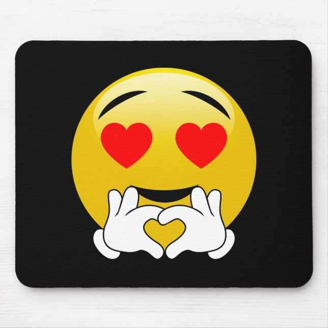 Emoji With Heart Eyes & Hands Mouse Pad (Front)