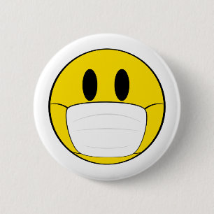 Emoji with Mask Illustrated 2 Inch Round Button