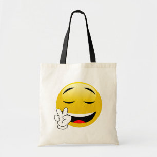 Emoji With Peace Sign Hands Tote Bag