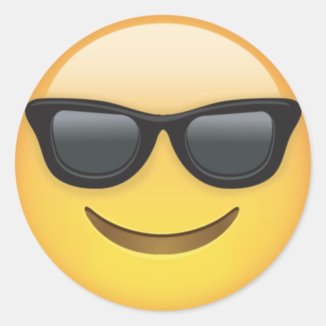 Emoji With Sunglasses Classic Round Sticker (Front)