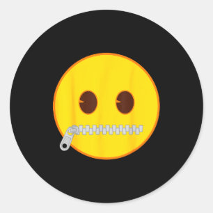 Emoji Zip Zipper Mouth Yellow Smile Face  Classic Round Sticker