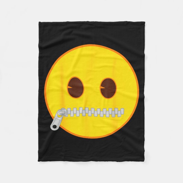 Emoji Zip Zipper Mouth Yellow Smile Face  Fleece Blanket (Front)