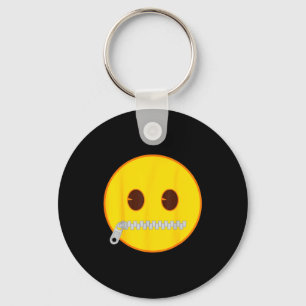 Emoji Zip Zipper Mouth Yellow Smile Face  Keychain