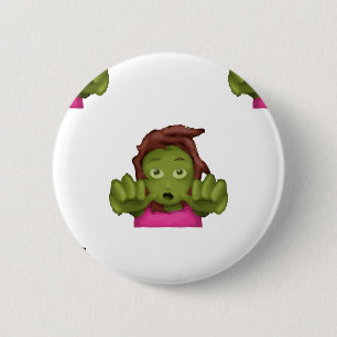 emoji zombie woman 2 inch round button