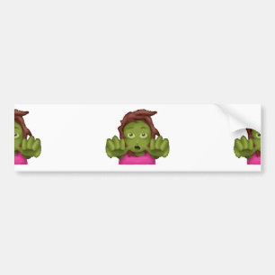 emoji zombie woman bumper sticker