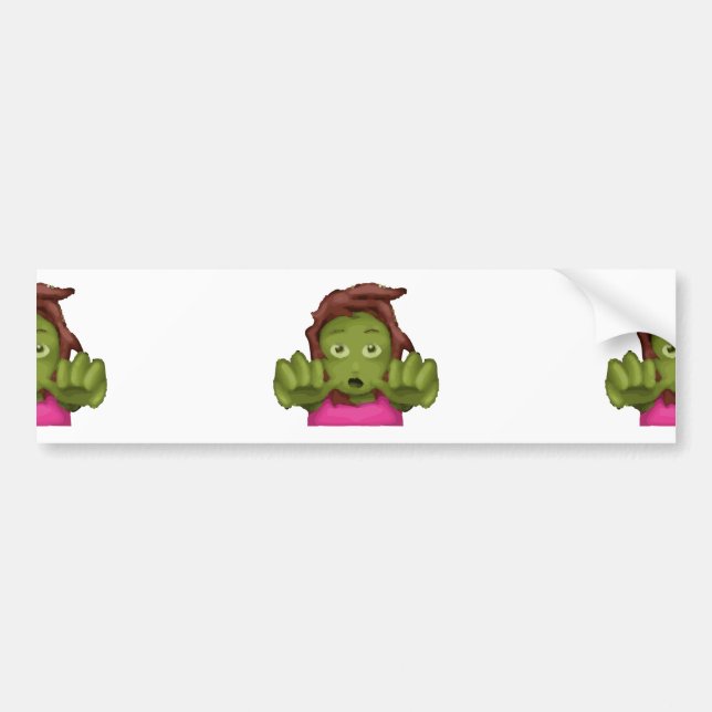emoji zombie woman bumper sticker (Front)