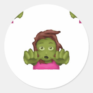 emoji zombie woman classic round sticker