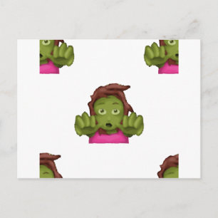 emoji zombie woman postcard