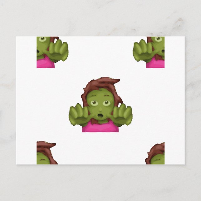 emoji zombie woman postcard (Front)