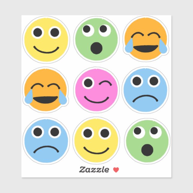 Emojis coloré face Emoticons Stickers (Feuille)