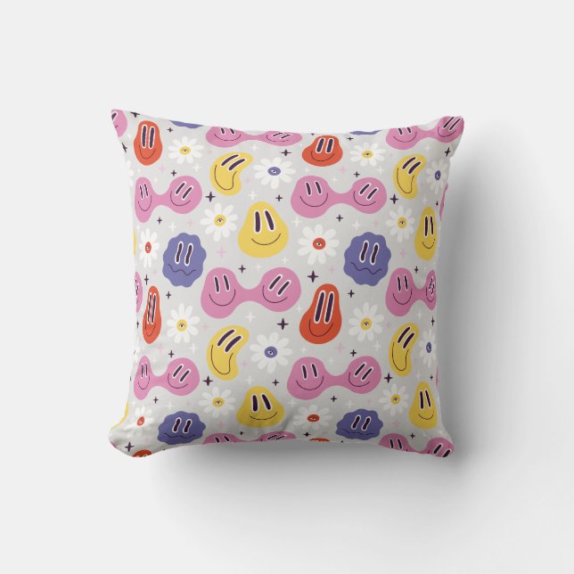 Emojis- Happy faces - Daisy Throw Pillow (Front)