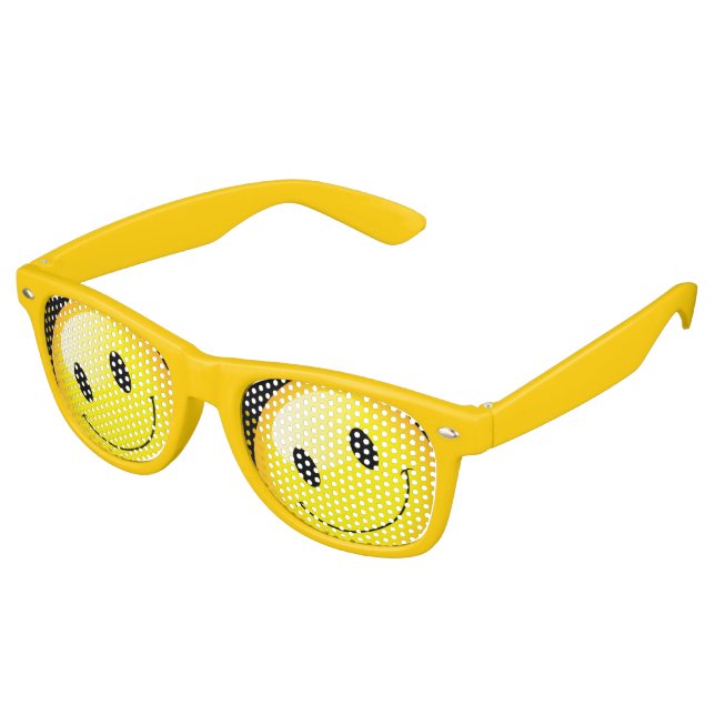 Emojo Face Party Emoticon Yellow Rave Retro Sunglasses (Angled)
