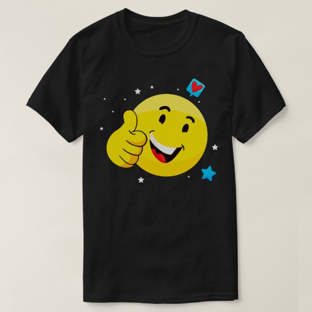 Emote Smile Thumbs Up Emoticon Funny Face T-Shirt (Design Front)
