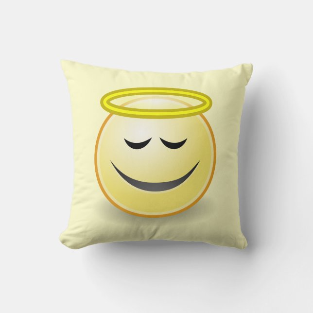Emoticon Angel Throw Pillow (Front)