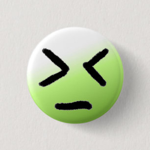 Emoticon Angry Green 1 Inch Round Button