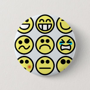 emoticon happy face 2 inch round button