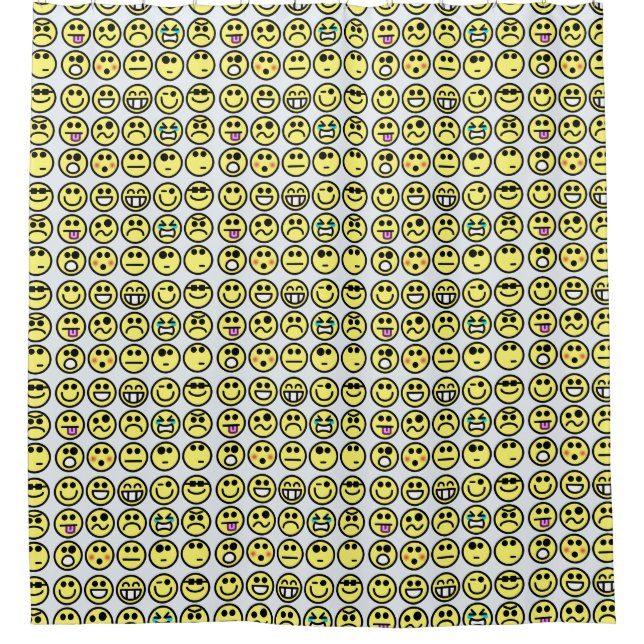 emoticon happy face bathroom shower curtain (Front)