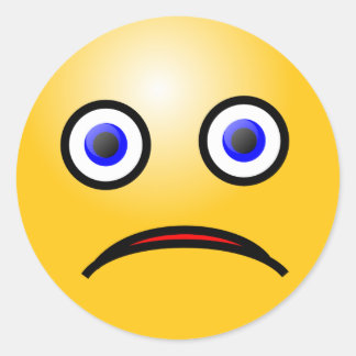 Emoticon sad face classic round sticker