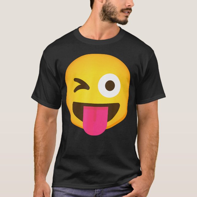 Emoticon Winking Face With Stuck-Out Tongue And Wi T-Shirt (Front)