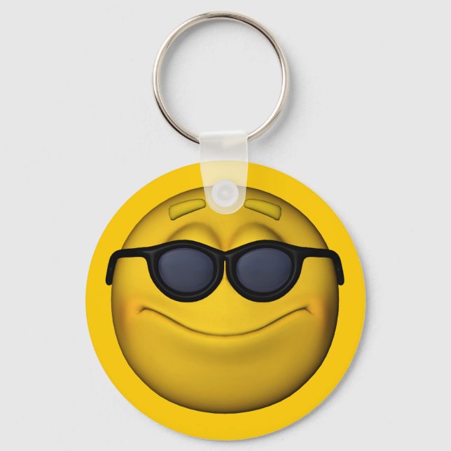 Emoticon With Sunglasses Keychain (Front)