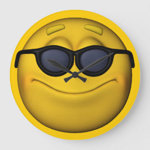 Emoticon With Sunglasses Large Clock