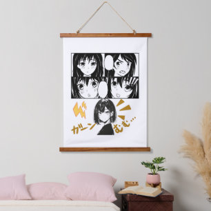 Emotional Anime grids. No BG Hanging Tapestry