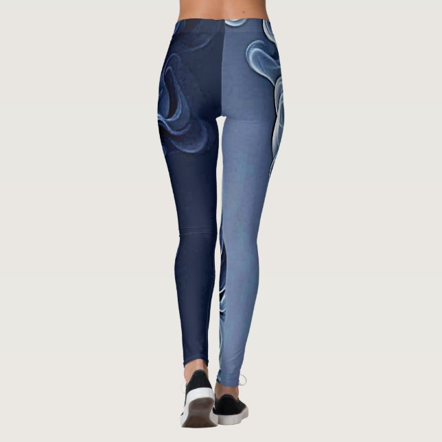 Emotional Blue Smoke Art Leggings (Back)
