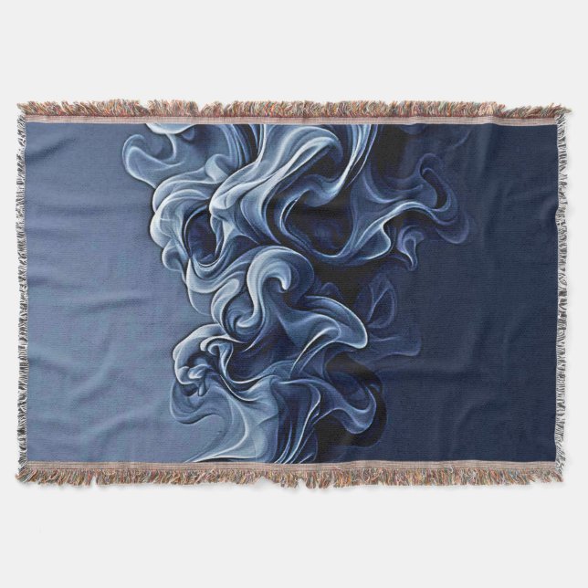 Emotional Blue Smoke Art Throw Blanket (Front)