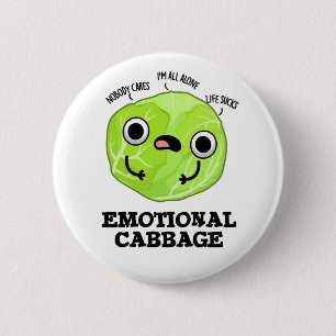 Emotional Cabbage Funny Veggie Pun 2 Inch Round Button