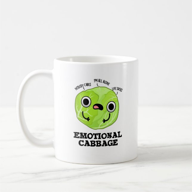 Emotional Cabbage Funny Veggie Pun  Coffee Mug (Left)