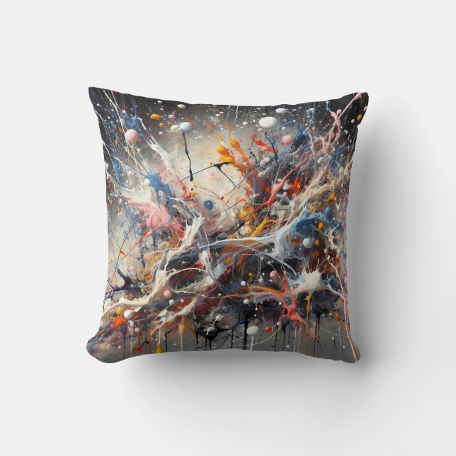 Emotional Colour Splash – Abstract Expressionist P Throw Pillow (Front)