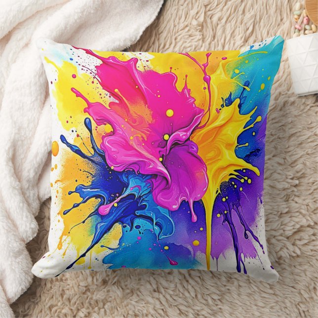 Emotional Colour Splash Art Throw Pillow (Blanket)
