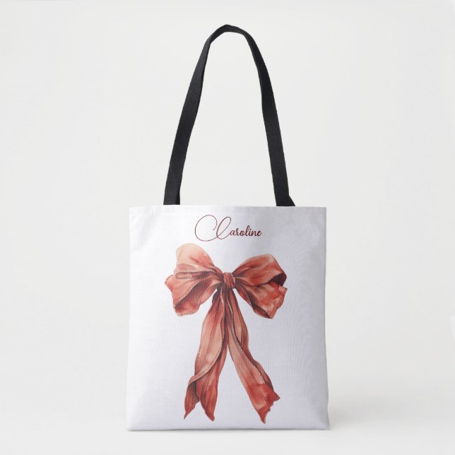 Emotional Encouraging Message Red Bow  Tote Bag (Front)