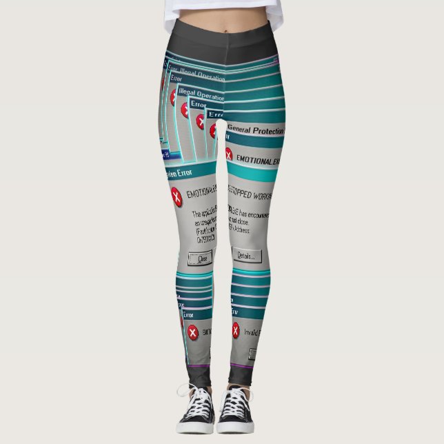 Emotional.exe Has Stopped Working Retro Computer E Leggings (Front)