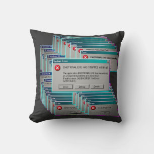 Emotional.exe Has Stopped Working Retro Computer E Throw Pillow