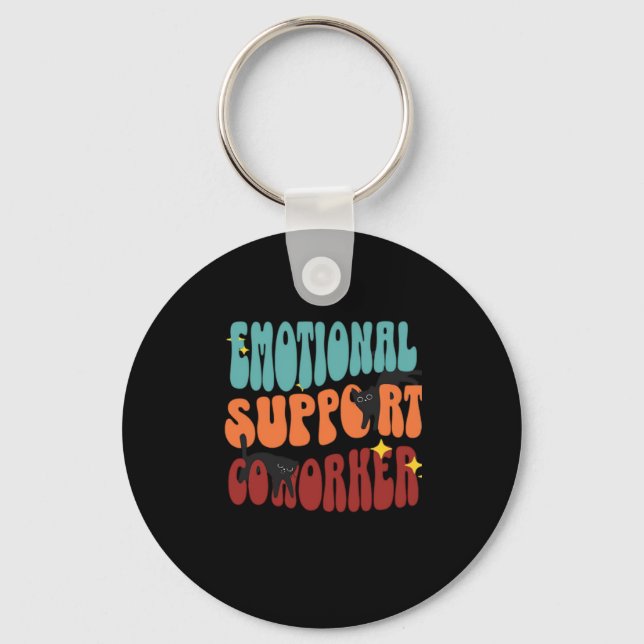 Emotional Help Coworker Cat Classic Keychain (Front)