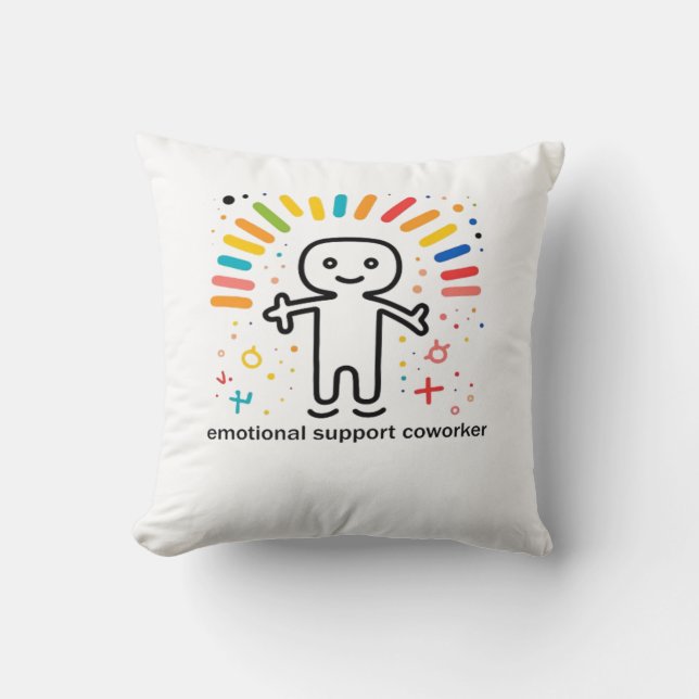 Emotional Help Coworker Viral Throw Pillow (Front)