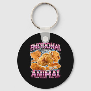 Emotional Support Animal Fried Chicken Funny Cring Keychain