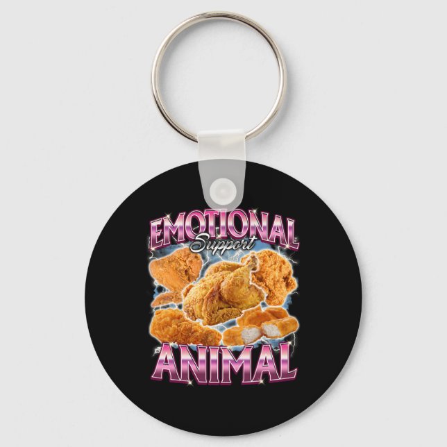 Emotional Support Animal Fried Chicken Funny Cring Keychain (Front)