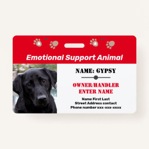 Emotional Support Animal ID One Photo Option Badge