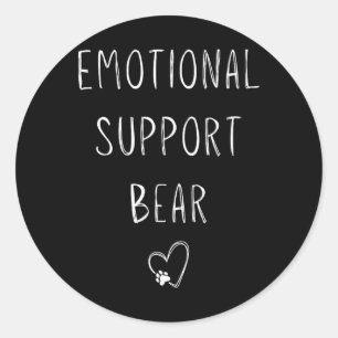 Emotional Support Bear! Heart Paw Print Wrap Hugs Classic Round Sticker